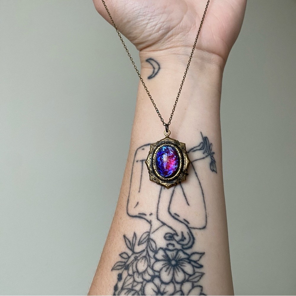 Gemstone Pendant Necklace with Bronze chain